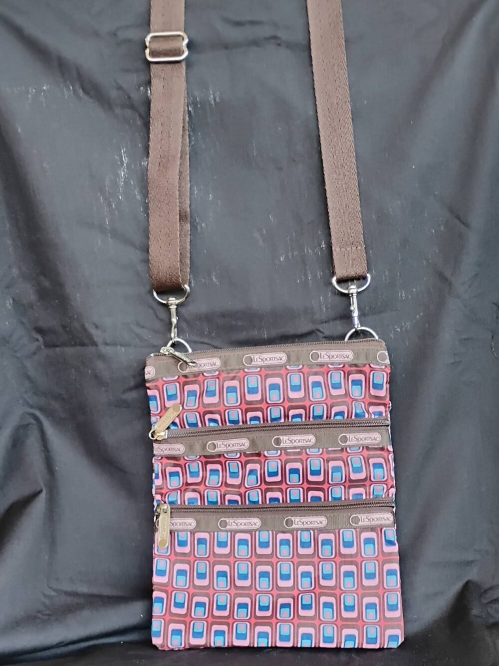 LeSport Dual Zipper Front Mod Print Crossbody